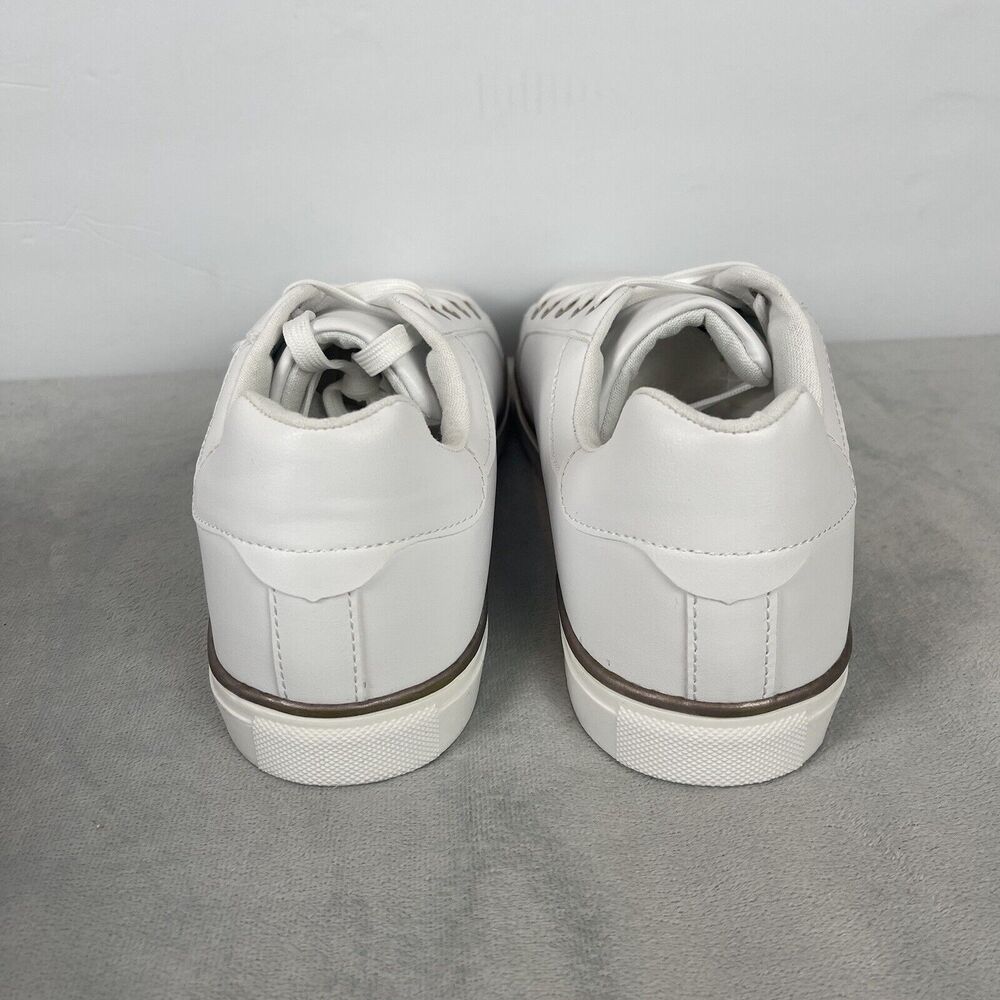 Evans Womens Lace Up Sneaker White Metal Strip Size‎ 11 Clean Girl Preppy Casual - Picture 6 of 10